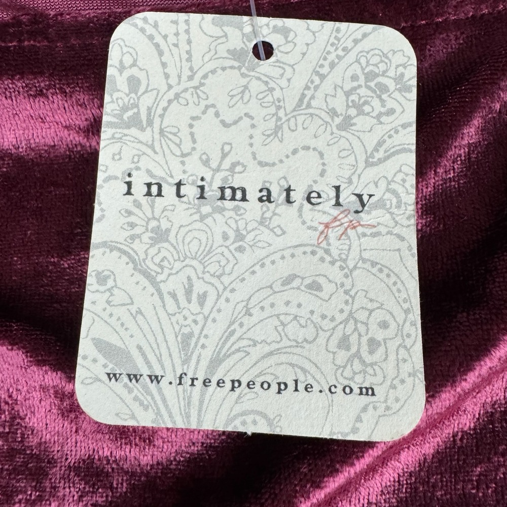 Free People Intimately Duvet Days Velvet Top Dark Red XS Open Back Puff Sleeve - Picture 9 of 12